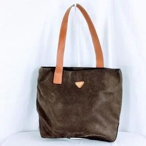 Jump for Boyt Purse Brown Suede Tan Leather Trim Tote Bag